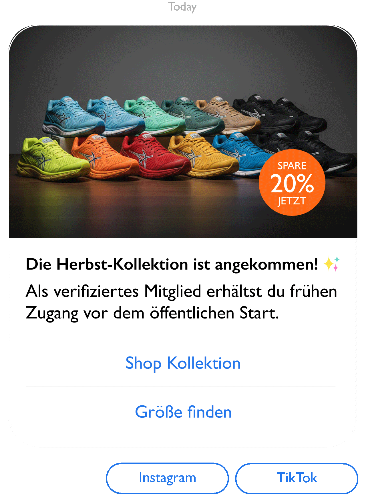 RCS Rich Message Beispiel - Interaktive Schuhkollektion mit Produktkarussell
