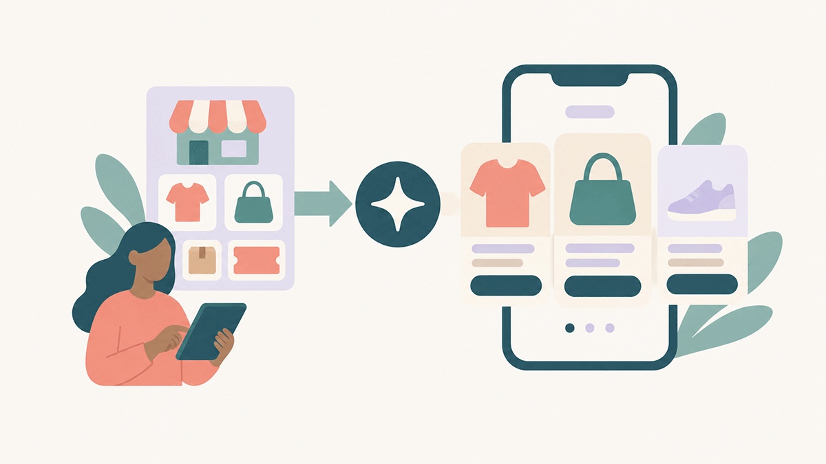 Der KI-Designer baut ein RCS-Karussell aus einem Shopify-Katalog
